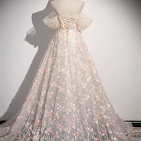 Cute Little Floral Long Prom Dress - Thumbnail 4