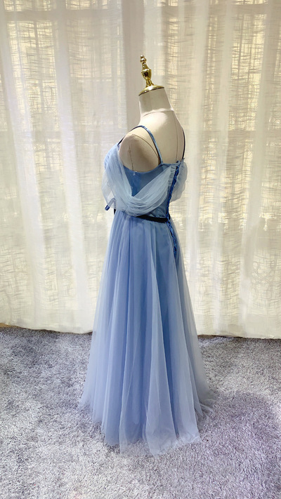 Elegant, Spaghetti Strap Bridesmaid Dress, Blue Prom Dress,custom Made