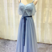 Elegant, Spaghetti Strap Bridesmaid Dress, Blue Prom Dress,custom Made - Thumbnail 1