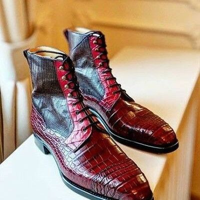   handmade leather  men high ankle boots - Thumbnail 3