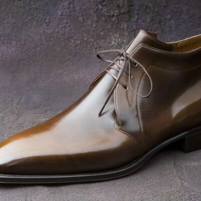   handcrafted  leather  men high ankle boots - Thumbnail 1