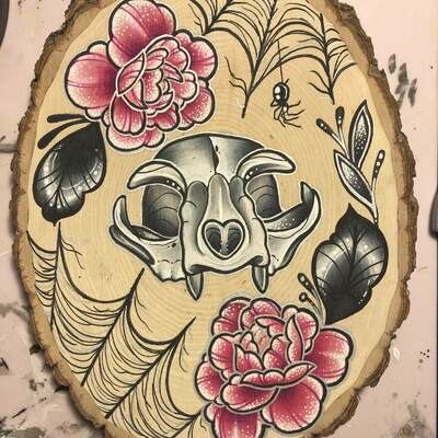 Rawr cat skull wood slab - Thumbnail 5