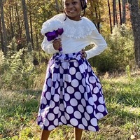 Young Girl Purple & White Polka Dot Skirt Set - Thumbnail 1