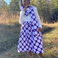 Young Girl Purple & White Polka Dot Skirt Set - Thumbnail 3