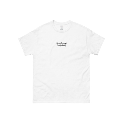 Back to school studying t shirt in white
