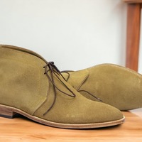 Men's Handmade Beige Lace Up Suede Leather Chukka Boot, Fashion Boot - Thumbnail 1