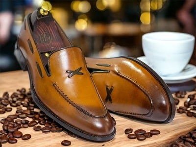   Bespoke Men's Brown Leather Loafer Shoes, Slip On Moccasin Shoes