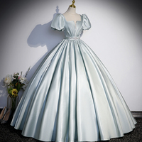 Cute Satin Floor Length A-Line Prom Dress - Thumbnail 4