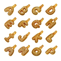 Stunning Shine Bubble Initials Full Diamonds Gold Necklace Unique Rare For Women and Men Amazing - Thumbnail 2