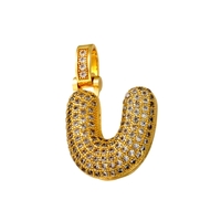 Stunning Shine Bubble Initials Full Diamonds Gold Necklace Unique Rare For Women and Men Amazing - Thumbnail 3