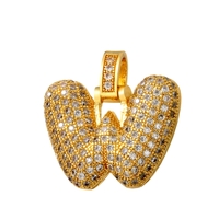 Stunning Shine Bubble Initials Full Diamonds Gold Necklace Unique Rare For Women and Men Amazing - Thumbnail 4