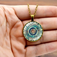 Stunning Ancient Mandala Handmade Art Print Silver Necklace Amazing - Thumbnail 4