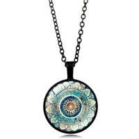 Stunning Ancient Mandala Handmade Art Print Silver Necklace Amazing - Thumbnail 8