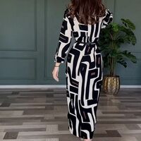 Fashion Geometric Pattern Printing Dress - Thumbnail 4