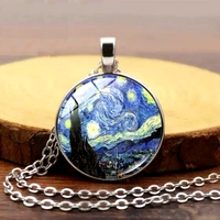 Punk Art Starry Night Handmade Art Print Black Necklace Amazing - Thumbnail 1
