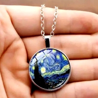 Punk Art Starry Night Handmade Art Print Black Necklace Amazing - Thumbnail 4