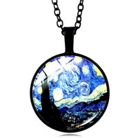 Punk Art Starry Night Handmade Art Print Black Necklace Amazing - Thumbnail 8