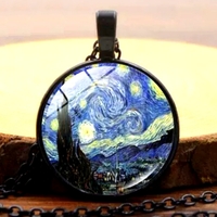 Punk Art Starry Night Handmade Art Print Black Necklace Amazing - Thumbnail 9