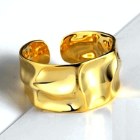 Stunning Irregular Float Shine Silver Gold Ring Unique Rare Amazing  - Thumbnail 4