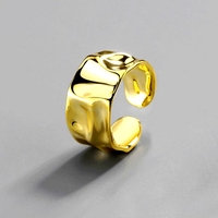 Stunning Irregular Float Shine Silver Gold Ring Unique Rare Amazing  - Thumbnail 5