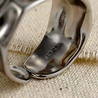 Stunning Irregular Float Shine Silver Gold Ring Unique Rare Amazing  - Thumbnail 1