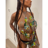 Sirens Of The Sea Green Mint Netted Siren Mermaid Halter Bra Top and skirt Dance Costume Rave Halloween - Thumbnail 5