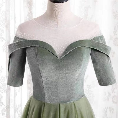 Long prom dress,green dress, fresh party dress,custom made