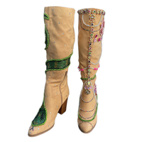 Britney Spears I’m A Slav3 for You Suede Boots with a sequins Snake and Rhinestone Detailing - Thumbnail 1