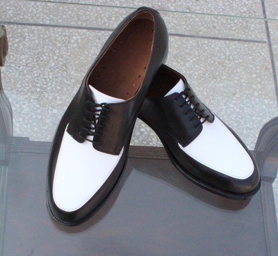 Crafted Leather Handmade Two Tone Black White Formal Dress Stylish Lace up Oxford Shoes