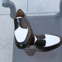 Crafted Leather Handmade Two Tone Black White Formal Dress Stylish Lace up Oxford Shoes - Thumbnail 2
