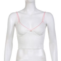 White Lace Pink Trim Flower Corset  - Thumbnail 3