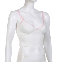 White Lace Pink Trim Flower Corset  - Thumbnail 4