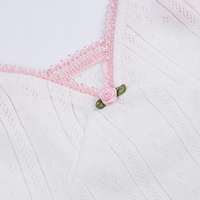 White Lace Pink Trim Flower Corset  - Thumbnail 7