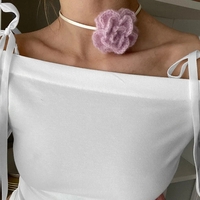 White Bow Off Shoulder Long Sleeve Top - Thumbnail 4