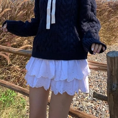 White double layer mini skirt 