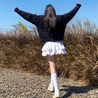 White Double Layer Mini Skirt  - Thumbnail 4