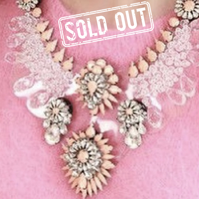 Coral rhinestone necklace