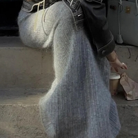 Grey Knit Low Raise Skirt  - Thumbnail 2