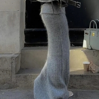 Grey Knit Low Raise Skirt  - Thumbnail 3