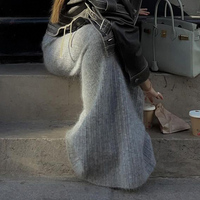 Grey Knit Low Raise Skirt  - Thumbnail 6