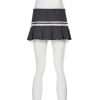 Pink Bow Stripe Fold Lace Up High Waist Skirt  - Thumbnail 7