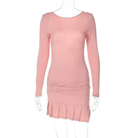 Pink Splice Fold Bodycon Dress - Thumbnail 3