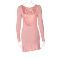 Pink Splice Fold Bodycon Dress - Thumbnail 5