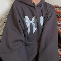 Bow Print Loose Hoodie  - Thumbnail 2