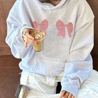 Bow Print Loose Hoodie  - Thumbnail 5