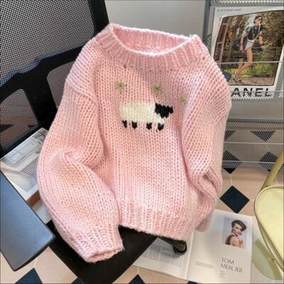 Pink lamb knit sweater 