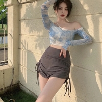 Blue Tie Dye Mesh Crop Top - Thumbnail 5