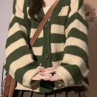 Green Stripe Loose Cardigan  - Thumbnail 4
