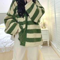 Green Stripe Loose Cardigan  - Thumbnail 8