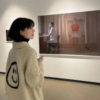 Smiley Face Loose Zipper Sweater  - Thumbnail 2